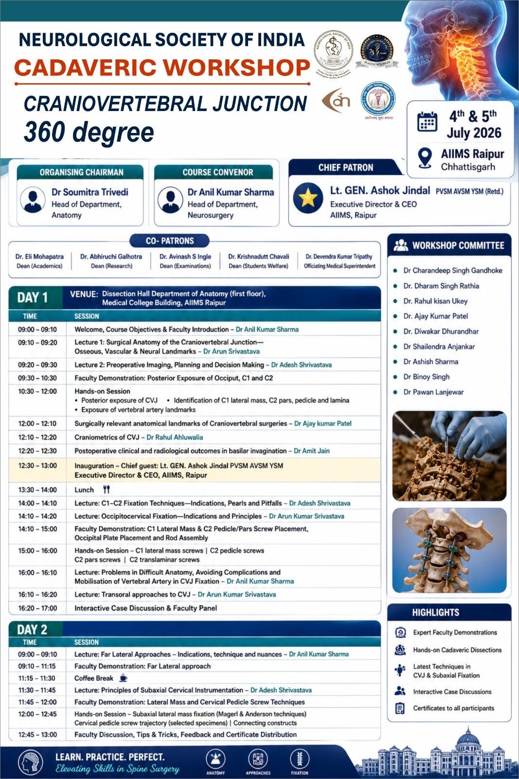 NEUROLOGICAL SOCIETY OF INDIA CADAVERIC WORKSHOP